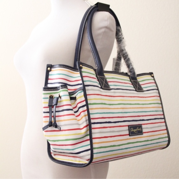 DOONEY AND BOURKE Multi WaterColor Stripes Small Tote with Style # BMSTR2921 - Picture 2 of 7